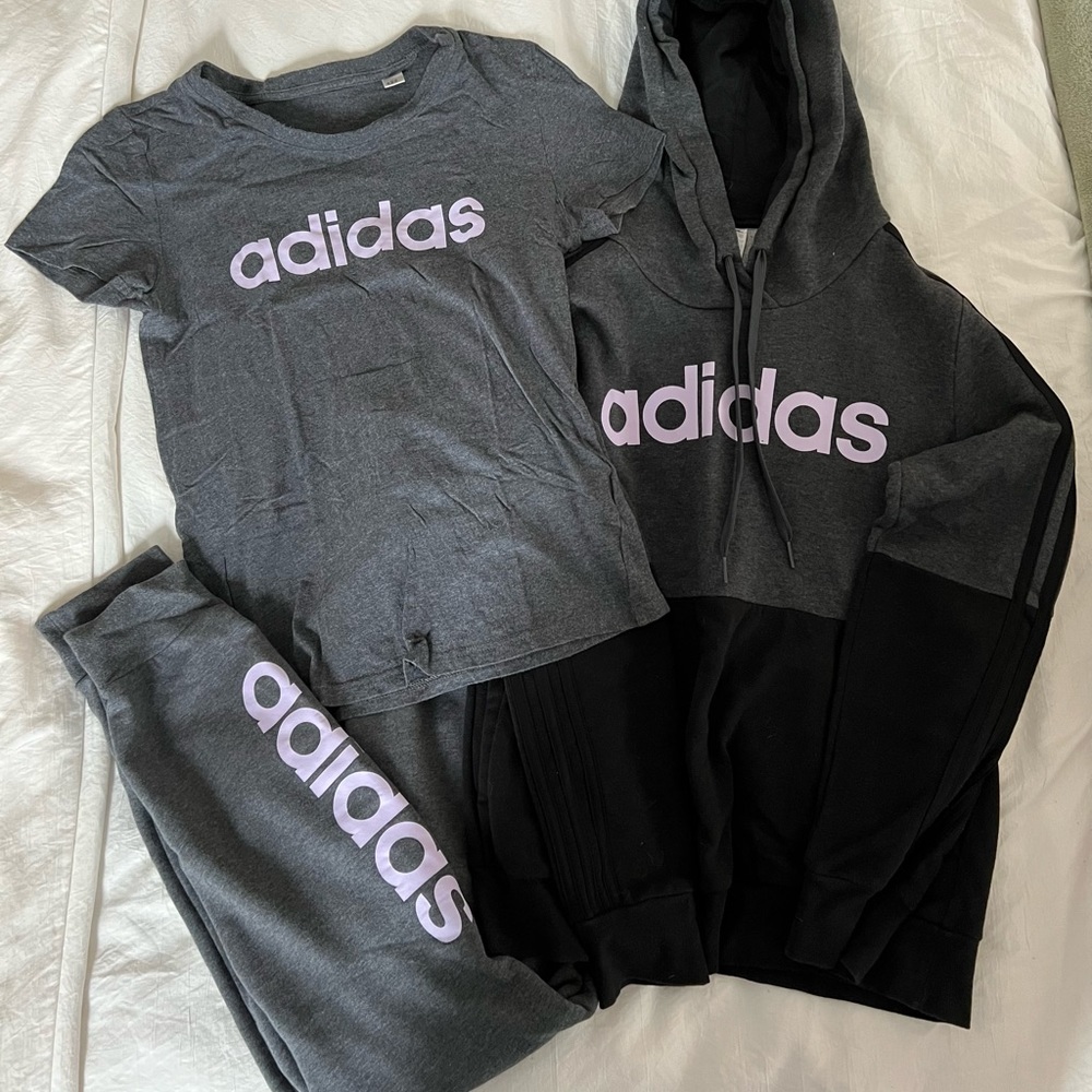 Adidas Grey/Black with Lilac Print Set